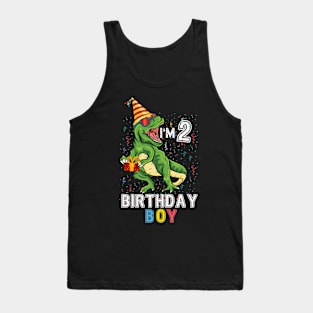 2 Year Old Funny 2nd Birthday Boy T Rex Dinosaur Tank Top